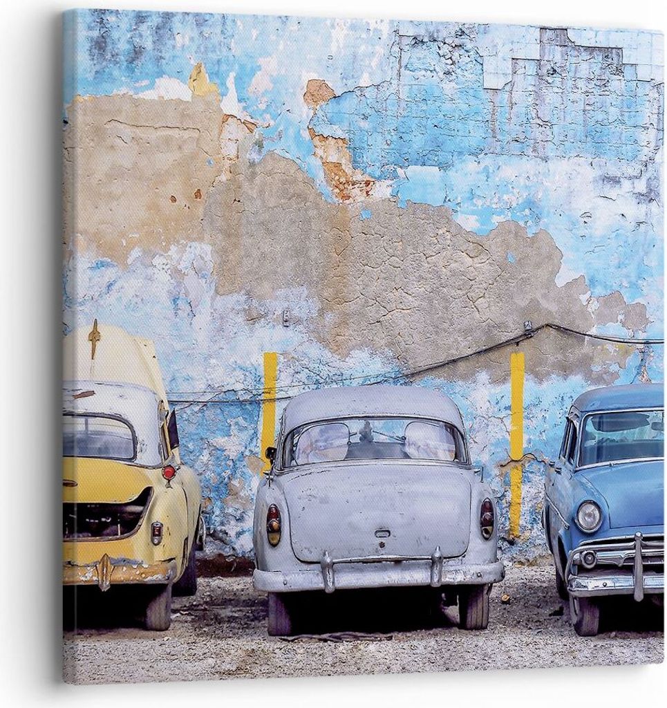 Bild auf Leinwand - Leinwandbild - Einteilig - Havanna Oldtimer Autos - 30x30cm - Wand Bild - Wanddeko - Wandbilder - Leinwanddruck - Bilder - Wand...