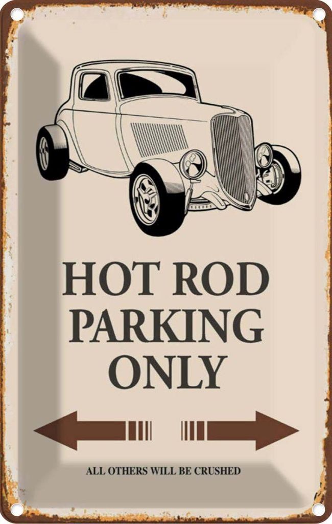 vianmo Blechschild 30x20 cm Hot rod Parking only all others Parkplatzschild