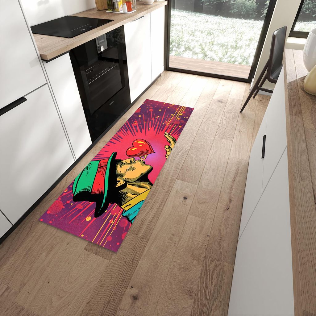 Küchenteppich 60x180cm rutschfest & abwischbar PVC Läufer - Kuss der Liebe