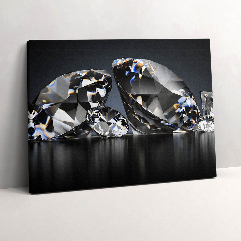 Glänzende Diamanten Brillanten – Leinwandbild Wandbild – 80x60 cm – Leinwandbilder – Wandbilder – Schlafzimmer – Flur