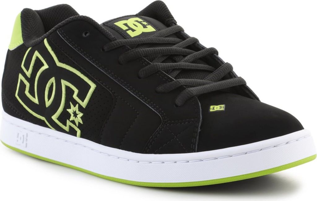DC Shoes Net Herren Schnür Skate Sneaker mit gepolsterter Nubukleder Oberfläche in Schwarz Grün – 8.5 UK - 42.5 EU - 9.5 US / Black Green