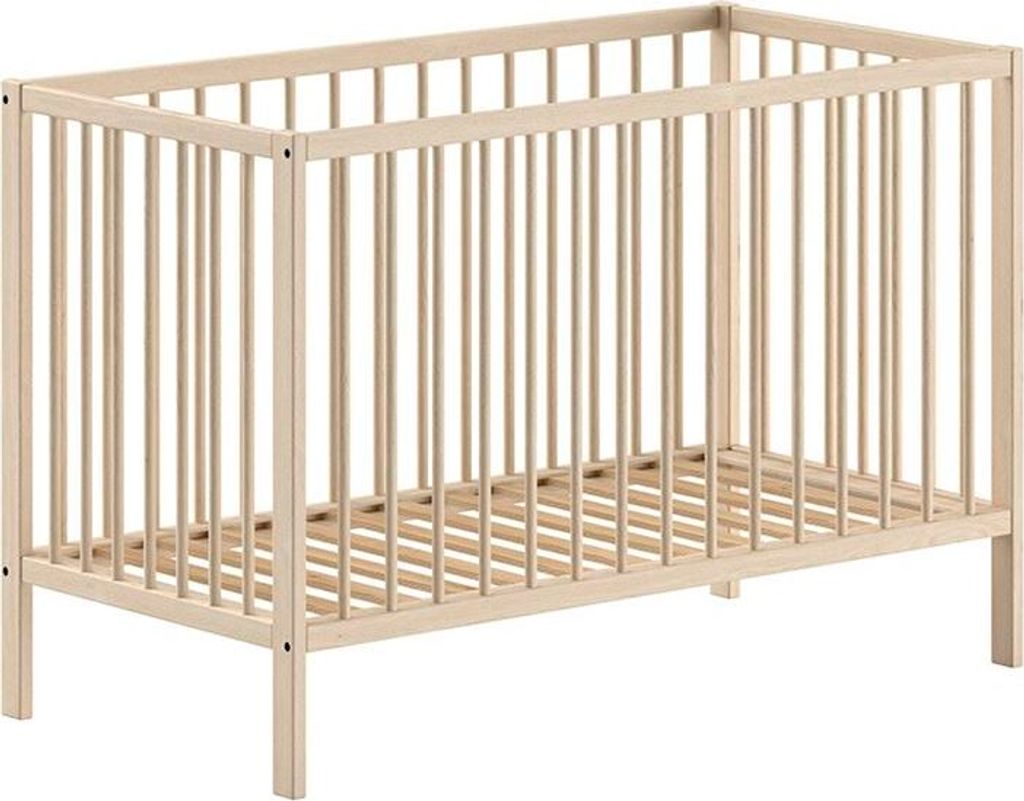 Babybett Kara-lynn 124x65x84 Gitterbett Massivholz Buche Natur