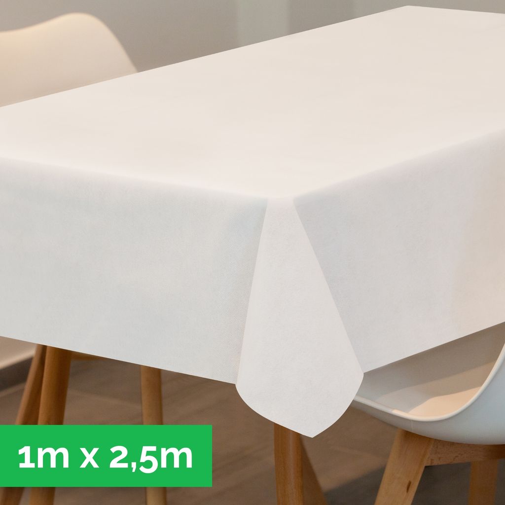 Tischdecke aus stoffähnlichem Vlies, 1m x 2,50m Weiß,  100 Produktbild 