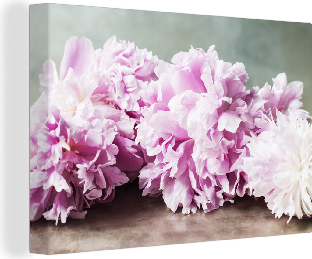 OneMillionCanvasses - Leinwandbilder - 140x90 cm, Blumen - Rosa - Pfingstrose - Botanisch, Wandbilder Kunstdruck Wanddekoration - Foto auf Leinwa...