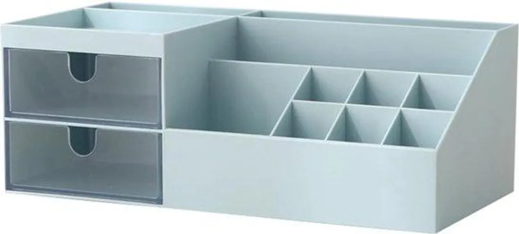Organisateur de maquillage bleu haute capacité avec rangement manucure