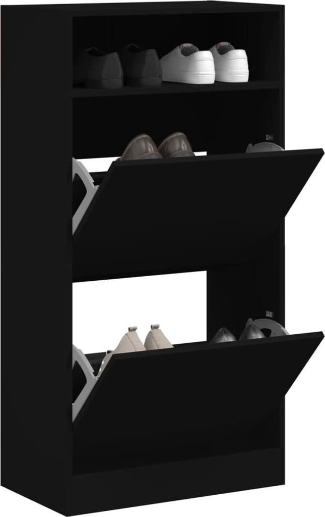 vidaXL Botník čierny 60x34x116 cm materiál na báze dreva Obrázok produktu 