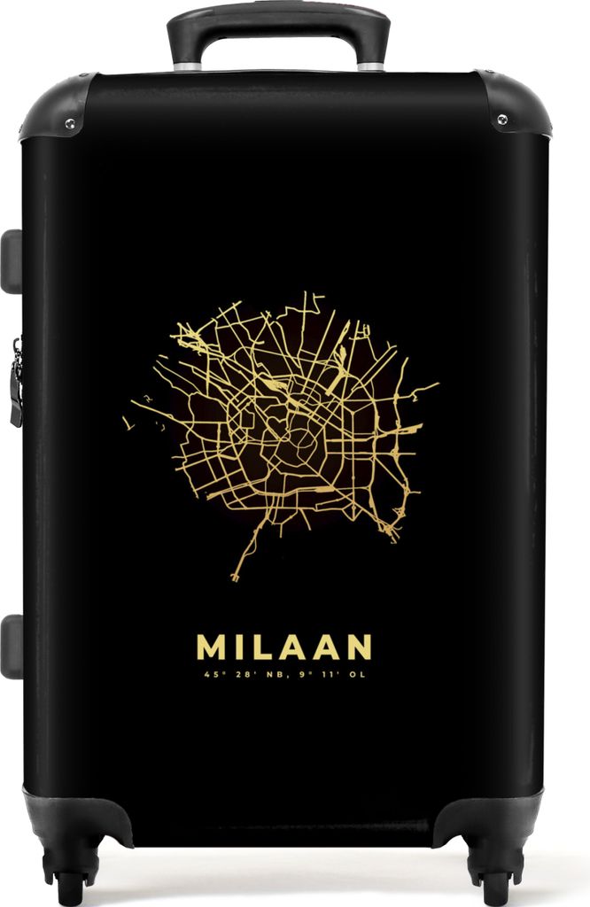 NoBoringSuitcases.com Großer Koffer - Stadtplan - Mailand - Gold - Karte - Italien - Kombinationsschloss TSA - Hartschalen Trolley 4 Rollen - 72...