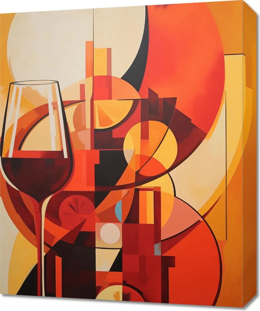 Quadro 50x60 cm Riflessioni Serali Vino Rosso - Arte d'Interni Elegante