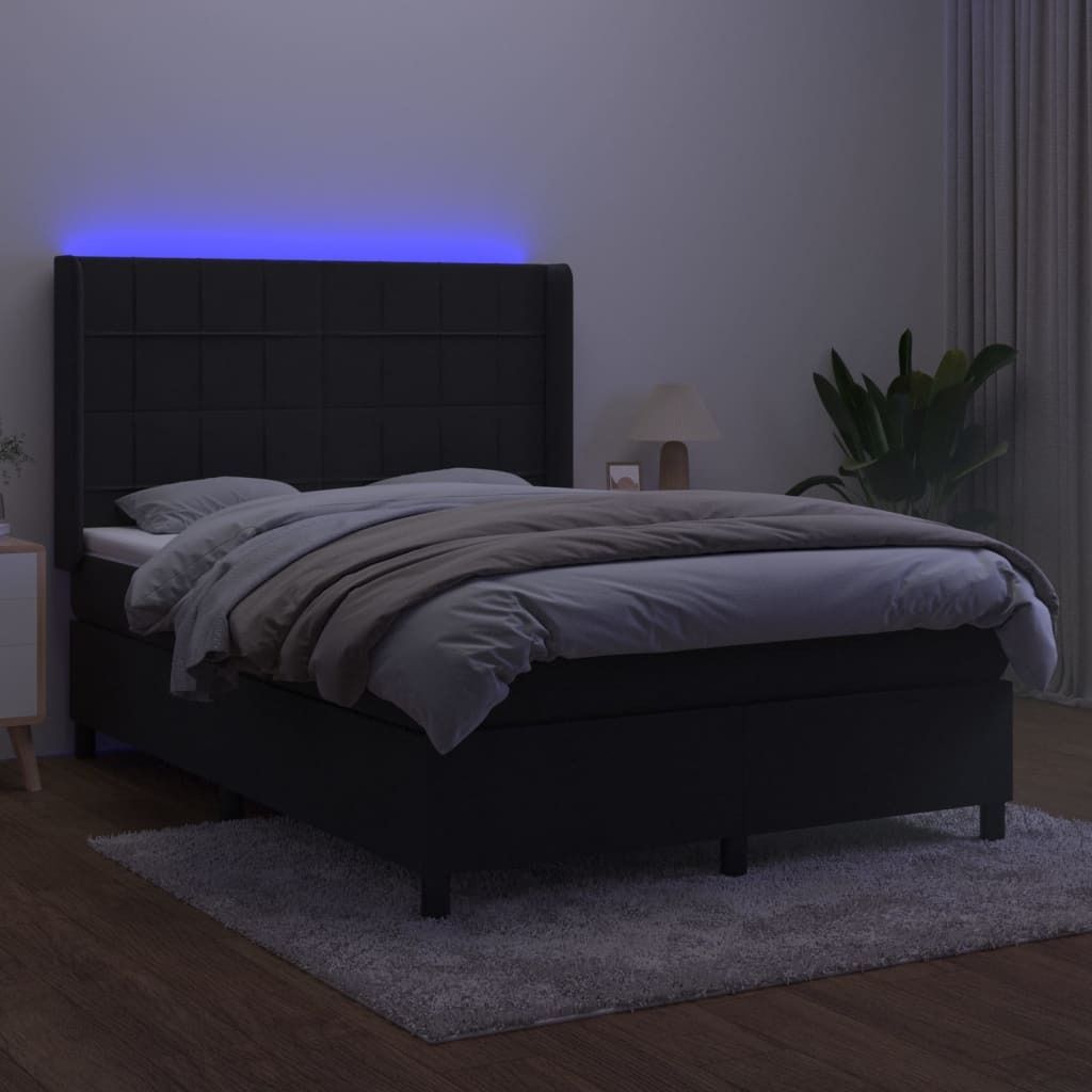 "2026 Promotion" Boxspringbett mit Matratze - & LED - Schwarz - 140x200 cm - Samt - Polsterbett CC8186