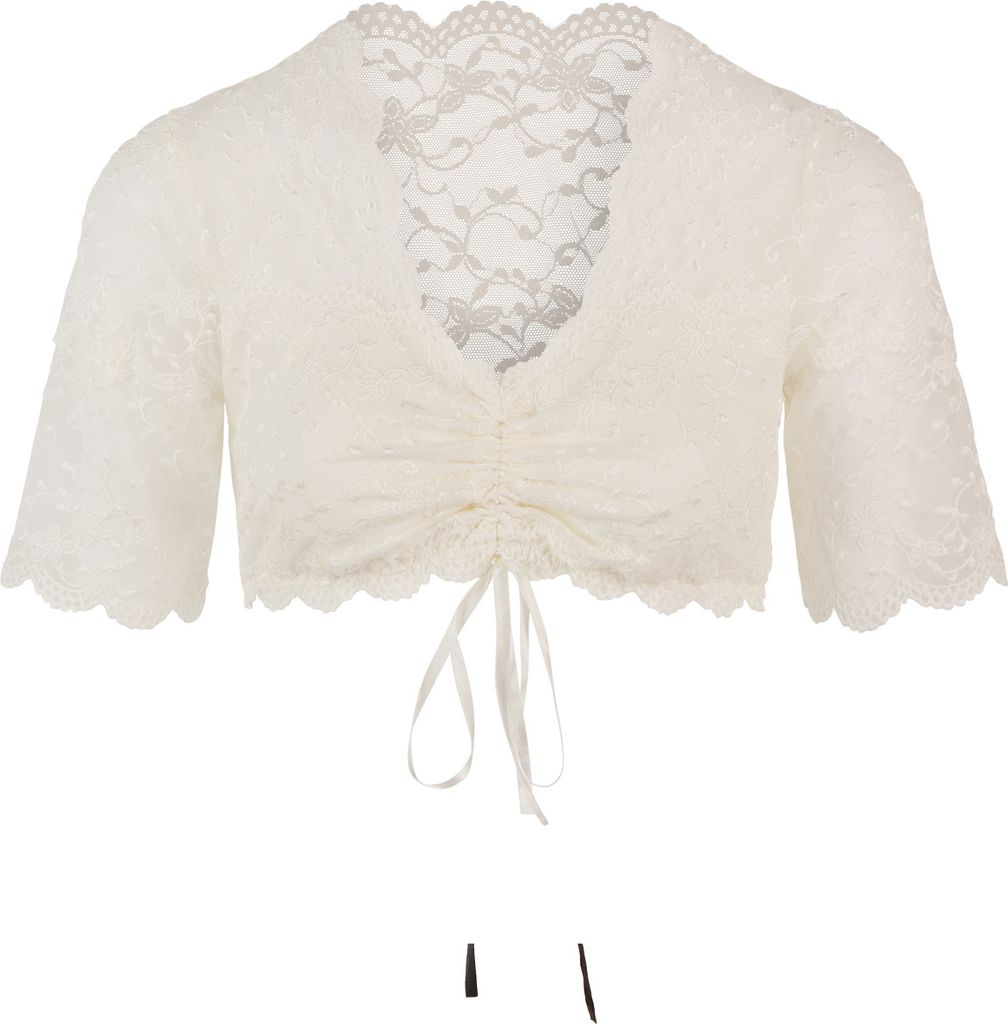 Nina von C. Dirndl Bluse halbarm Spitze floral Champagner Produktbild 