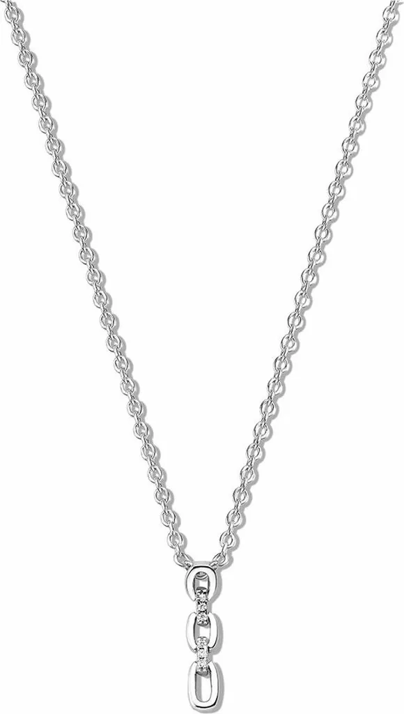 New Bling 9NB-0439 Collana in argento con pendente ad ancora con zirconi - Argento - Zirconi - Maglia ad ancora - 40+5 cm - Colore argento
