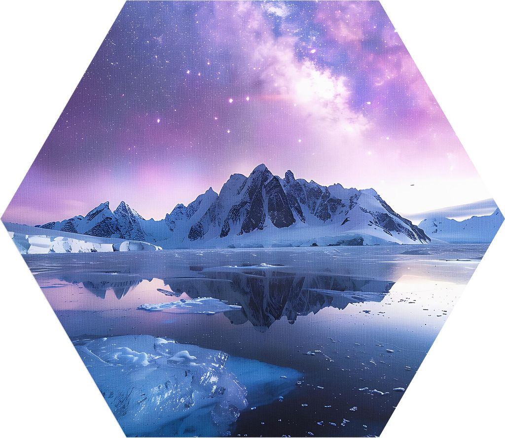 DEQORI Fototapete Sechseck 90x78 cm 'Polarlichtträume' Wand Tapete Leinwand Sticker