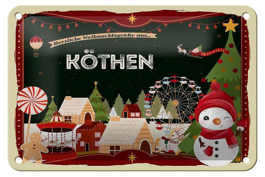 Blechschild Weihnachten Grüße aus KÖTHEN Geschenk Produktbild 