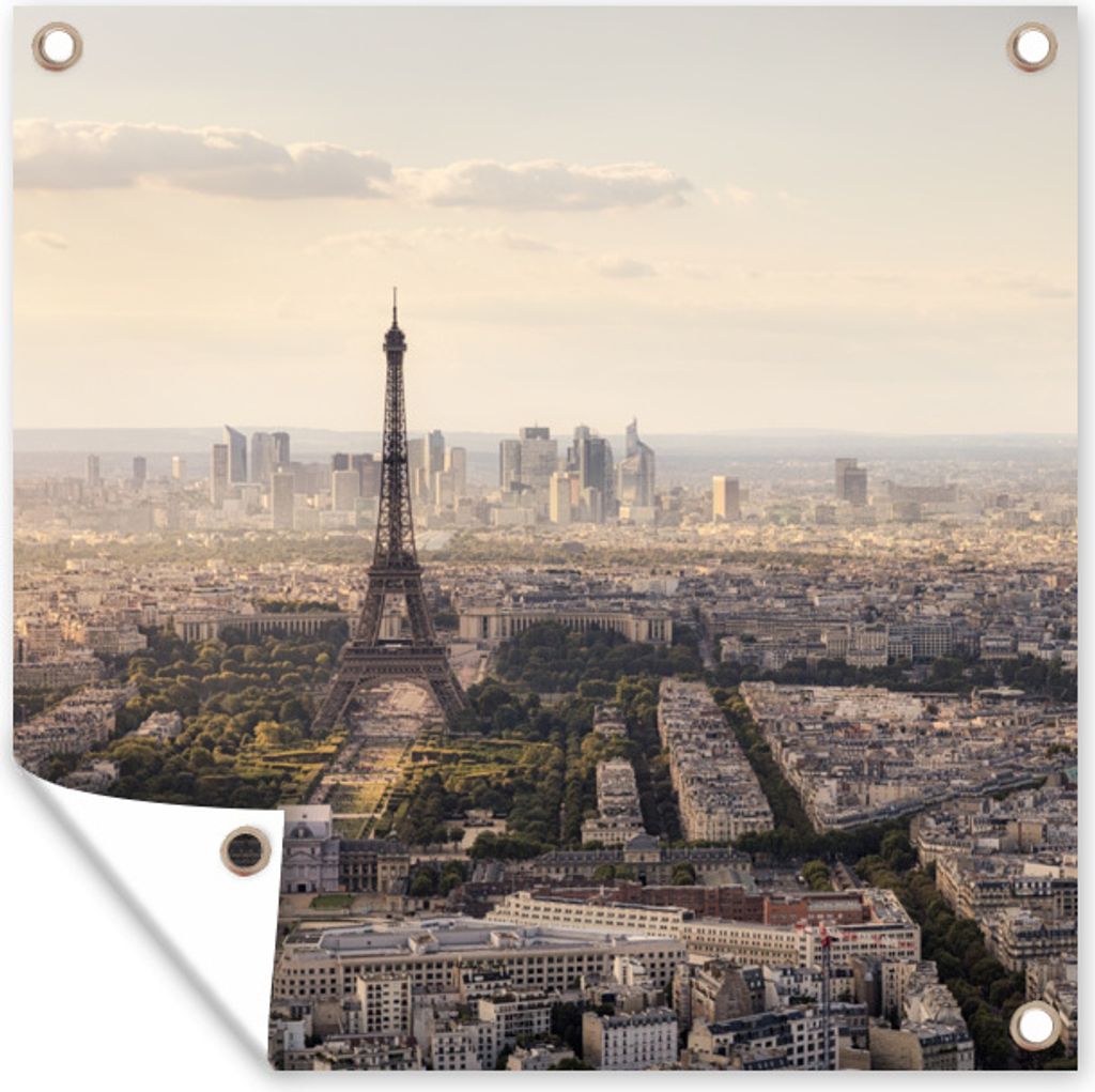 MuchoWow 50x50 cm Outdoor-Poster Gartendeko Sichtschutz Garten Poster für den Garten Paris - Eiffelturm - Himmel