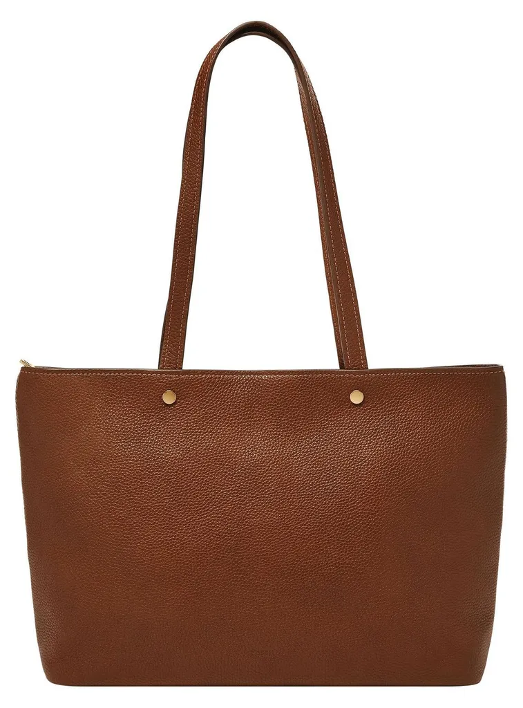 Sac à épaule Jessie Top Zip Tote Fossil en cuir marron clair élégant