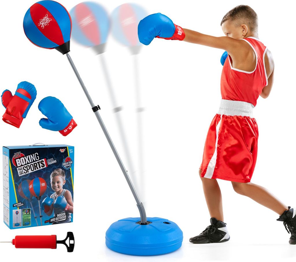 DREAMADE Boxsack Kinder mit Ständer, inkl. Boxhandschuhe & Handpumpe, Standboxsack Punchingball, Höhenverstellbar Boxsack Stehend für Kinder ab ...