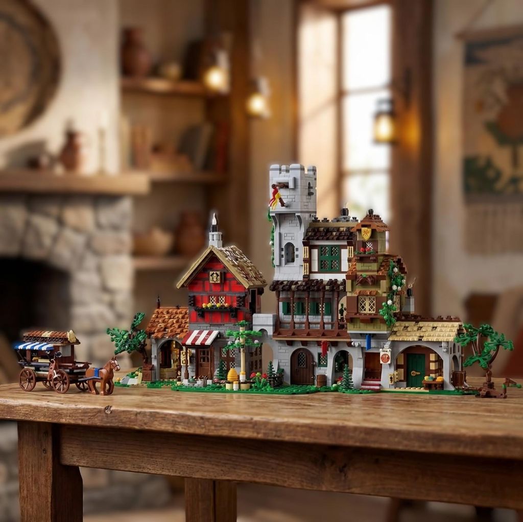 3021 Teile Mittelalterlicher Marktplatz Bausteine Set Architektur Modular Klemmbausteine