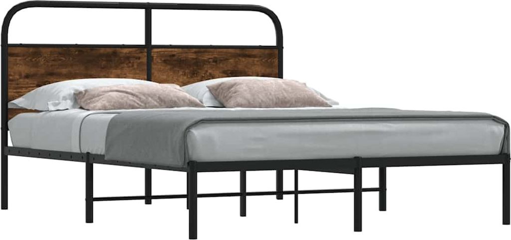 BEI CLORIS Doppelbett/Jugendbett, Bettgestell ohne Matratze 140x200cm Räuchereiche Holzwerkstoff - Klassische Betten,Bettrahmen 2026Neu3349702
