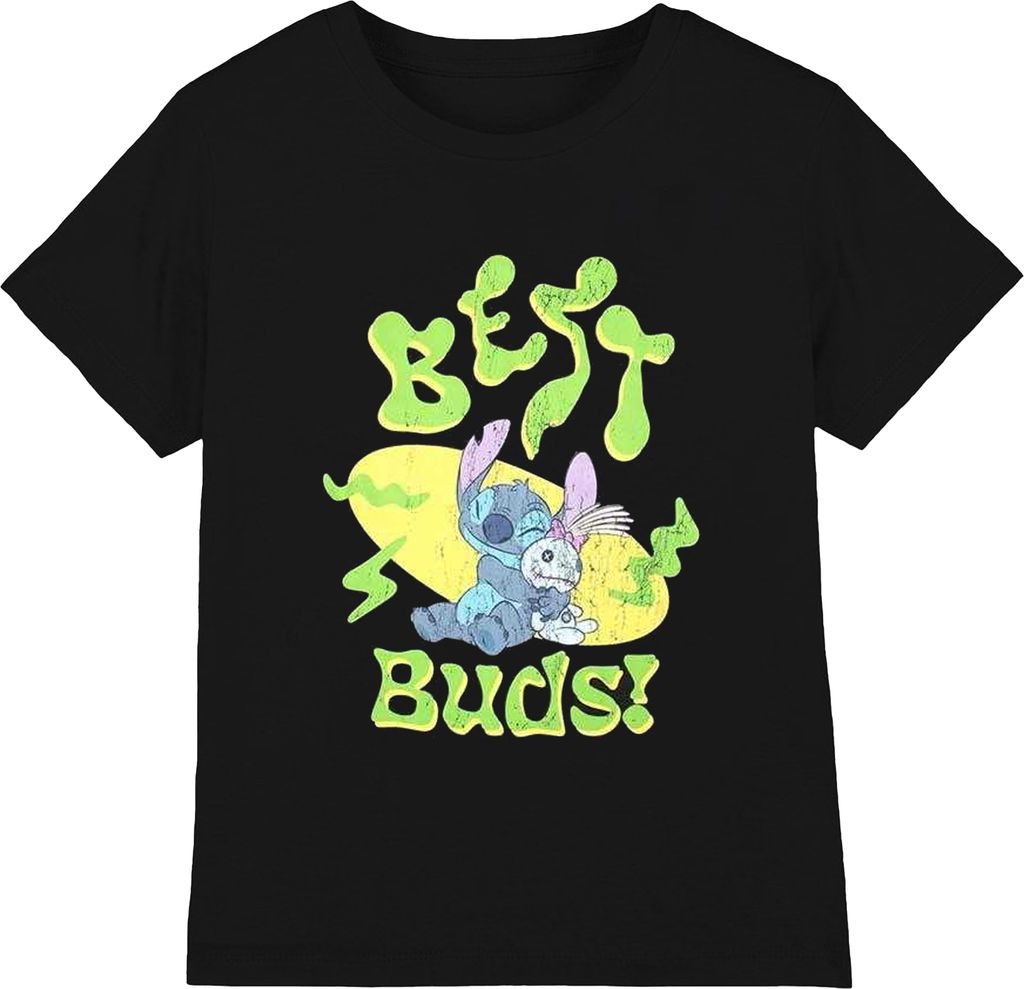 Lilo & Stitch - "Best Buds" T-Shirt für Herren/Damen Uni RO11142 (XXL) (Schwarz)