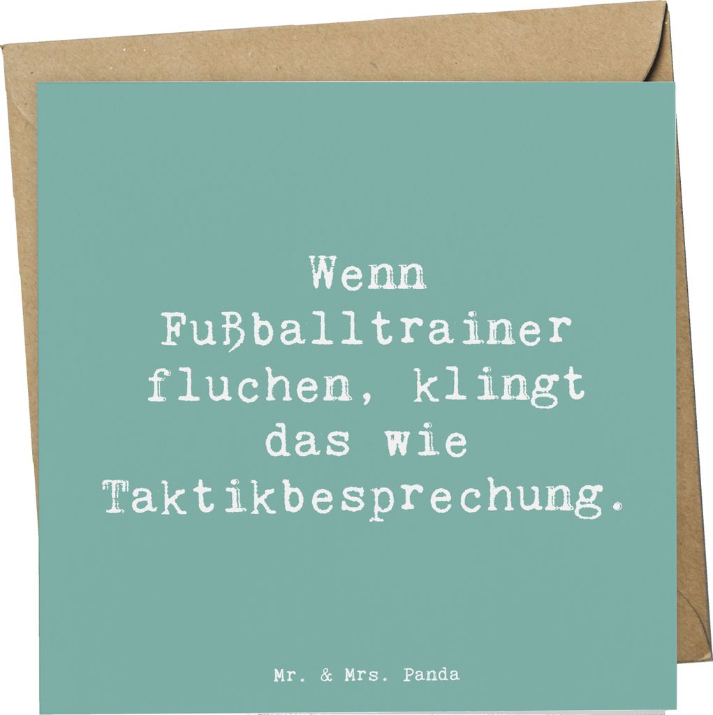 Mr. & Mrs. Panda Klappkarte Spruch Fußballtrainer Taktik - Meeresbrise - Geschenk, personalisierte Geschenke, Humor, Berufsgestaltung, Taktikbespr...