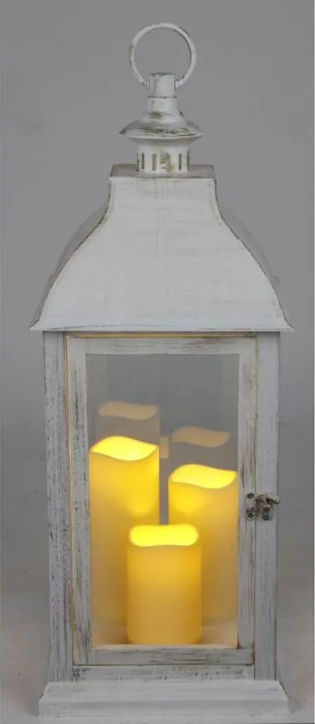 Grande lanterne décorative 59cm avec 3 bougies LED et fonction timer - 7