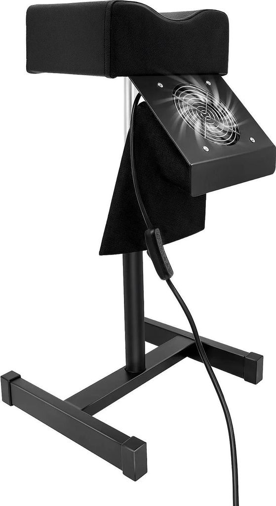 Pediküre-Hocker für Salon - Maniküre-Fußstütze mit Staubabsaugung - Höhenverstellbar 48–68 cm - EU-Stecker - Metall & PVC - Montage - Schwarz