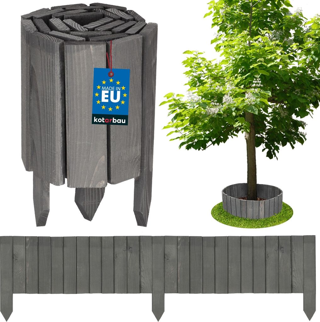 A collage showing different views and applications of wooden garden edging.
