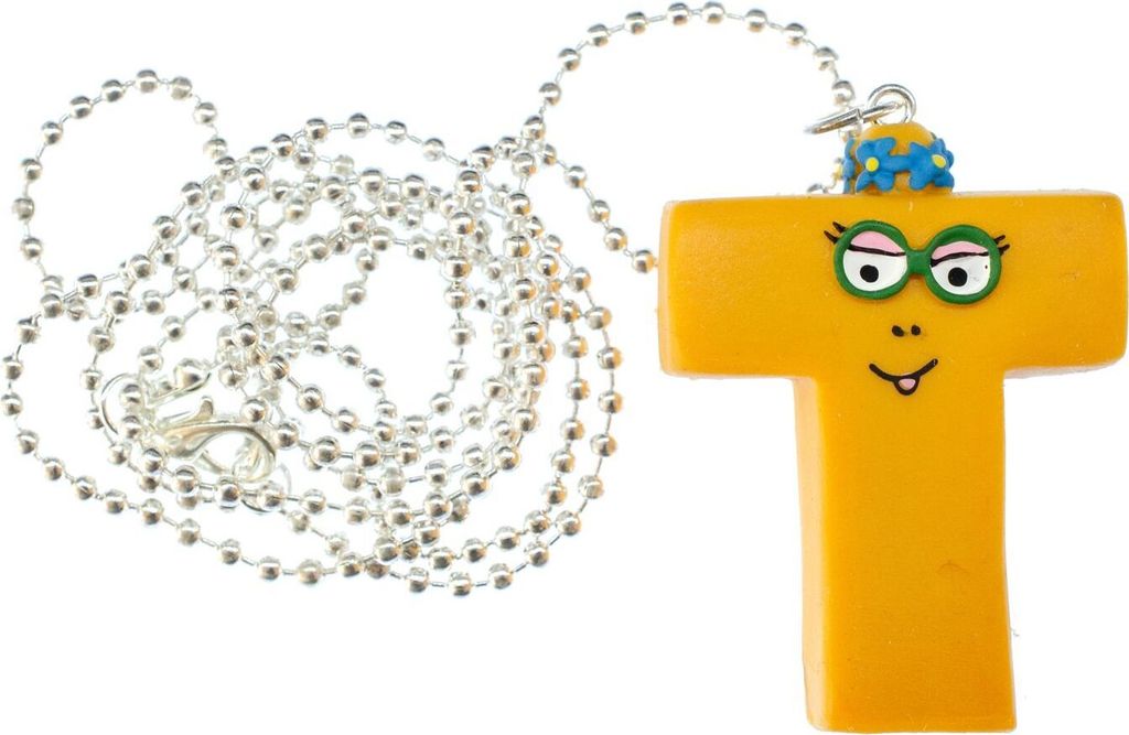 T Barbapapa Kette 80cm Miniblings Anhänger Buchstabe Initiale Barbamama Gelb