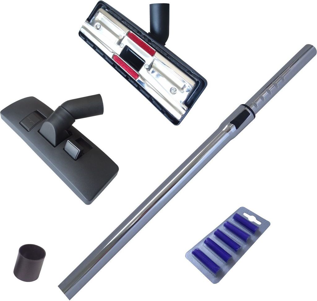 Chrom Staubsauger 35mm Teleskoprohr kompatibel für Siemens VS Q4 GP1264 green power allergy im Set mit Staubsaugerdüse & 5 Duftstäbchen