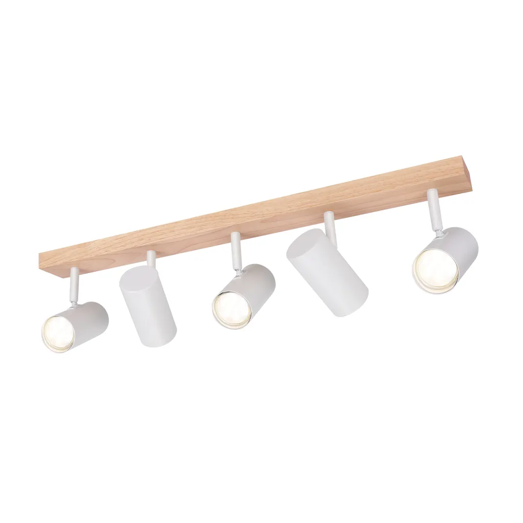 ZMH plafoniera 5 fiamme faretto soffitto legno plafoniera bianca spot soffitto GU10 lampada soggiorno 350° lampada corridoio soffitto faretto corridoio per camera da letto cucina soggiorno senza lampadine - 9
