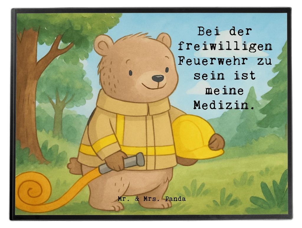Mr. & Mrs. Panda schreibtischunterlage Bär Freiwillige Feuerwehr Design - Weiß - Geschenk, Jugendfeuerwehr, schreibtischunterlagen, tischpad, sch...