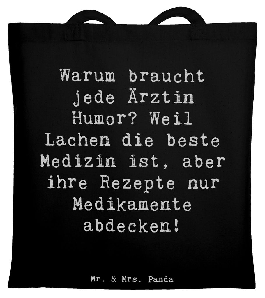 Mr. & Mrs. Panda Schultasche Spruch Humorvolle Ärztin - Schwarz - Geschenk, Berufsleben, Tote Bag, Tasche, Lachen, Medikamente, Patienten, Jutebeu...