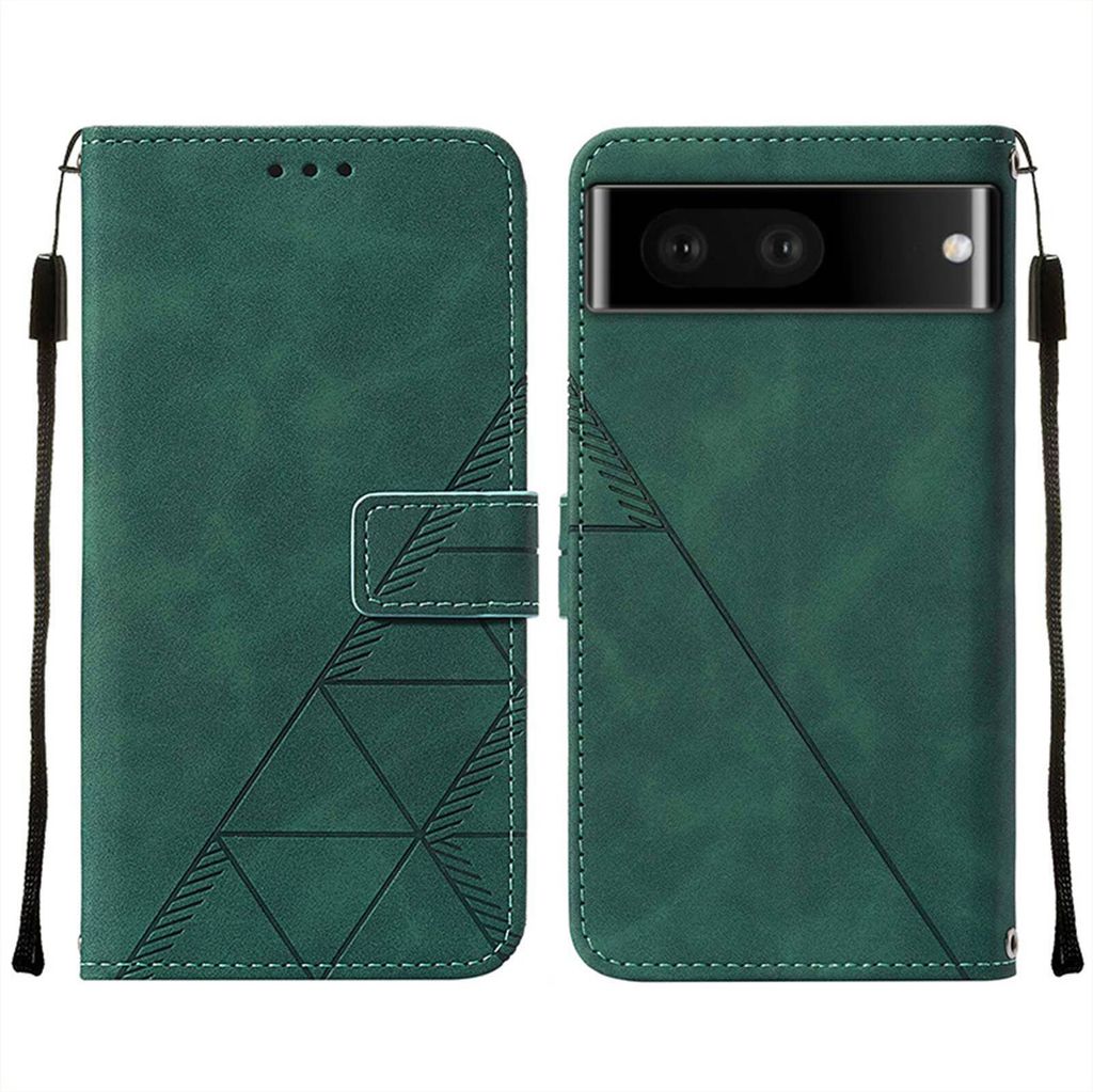 Google Pixel 7 Pro Hülle, Schlank Prägung Flip Leder Kartenfächer Schutzhülle mit Ständer für Google Pixel 7 Pro Grün