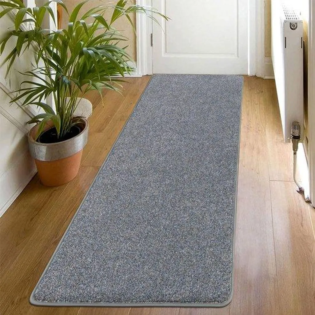 Tapis de couloir 60 x 180 cm bleu antidérapant et lavable pour cuisine
