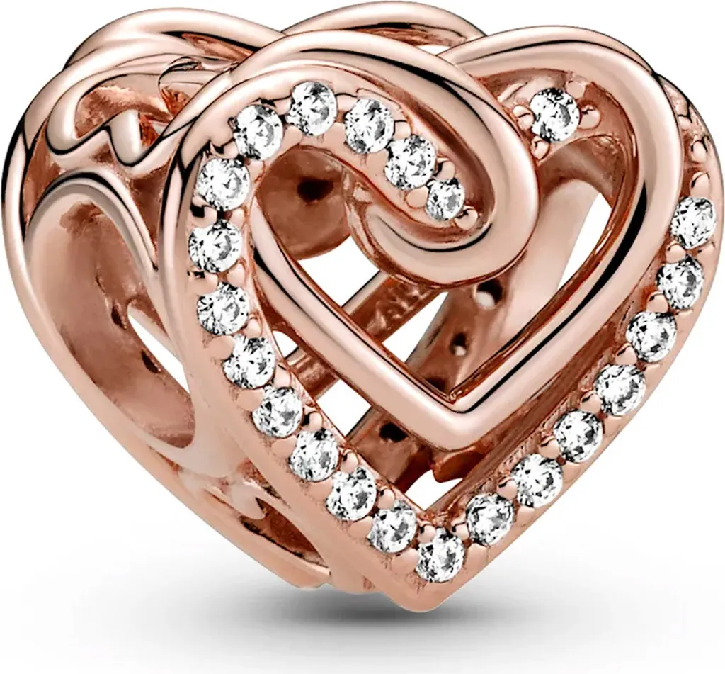 Pandora 789270C01 Charm Cuori Intrecciati Scintillanti Oro Rosa 14k