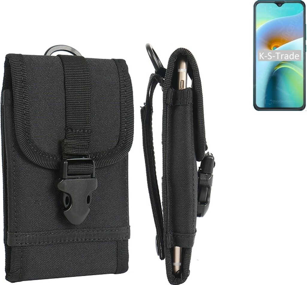 K-S-Trade Holster Handy Hülle kompatibel mit Cubot J8 Holster Handytasche Gürtel Tasche Schutz Hülle Robust Outdoor schwarz