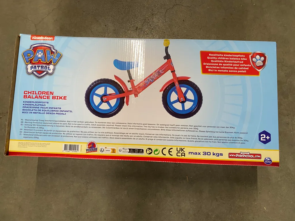 Paw Patrol Draisienne Métal Rouge 12'' – Cadre Robuste, Selle Et Guidon Réglables – Officiel Pat' Patrouille, Pour Enfants 2-4 Ans, Pneus Mousse