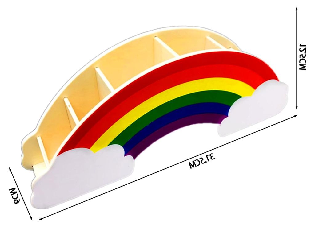 1 Stück Holz-Stifthalter im Regenbogen-Design, Aufbewahrungsbox für Schrein und Make-up-Werkzeuge, Schreibtischorganisation mit mehreren Fächern
