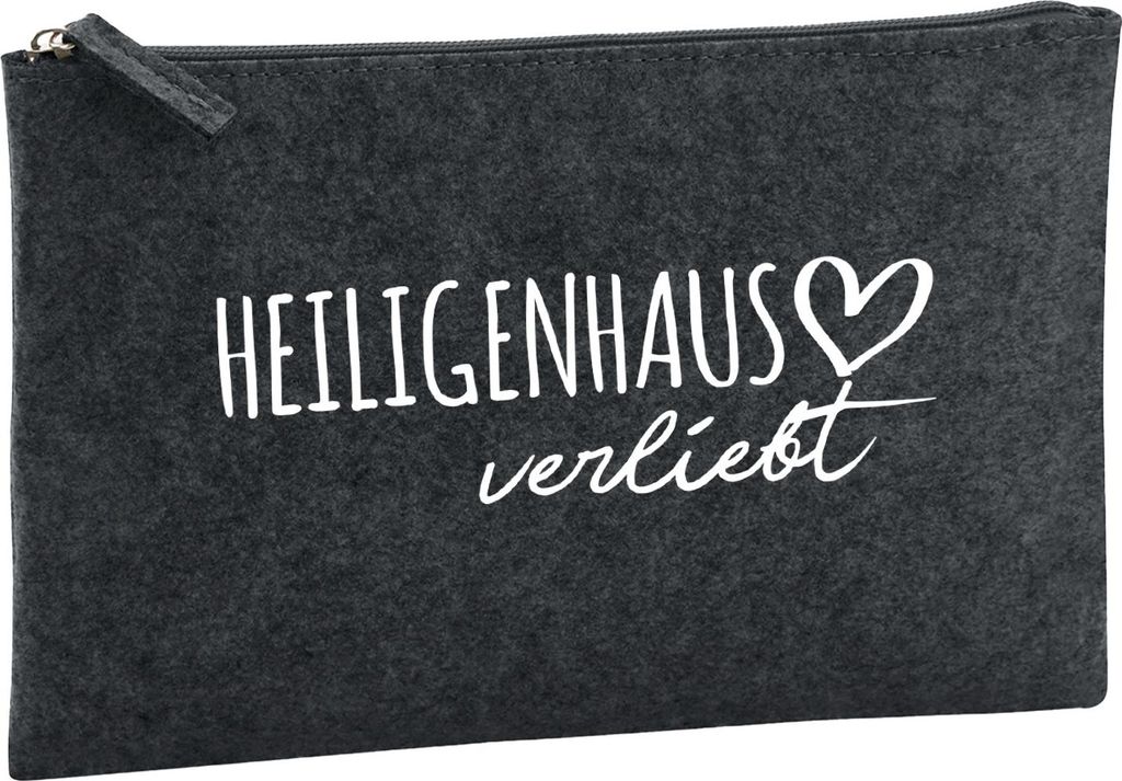 Huuraa Kulturbeutel Heiligenhaus verliebt 1 Liter Charcoal Filz Kosmetiktasche Geschenkidee