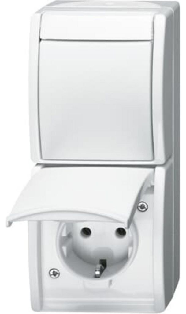 Busch-Jaeger 2601/6/20 EW-54, CEE 7/3, 2P+E, Weiß, IP44, Produktbild 