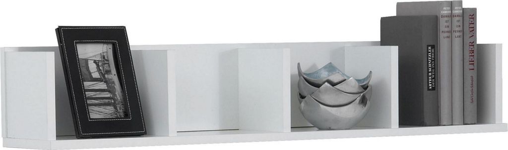 Wandregal mit 4 Fächern 92x17x16,5cm Schweberegal Regal Weiß/Eichefarben