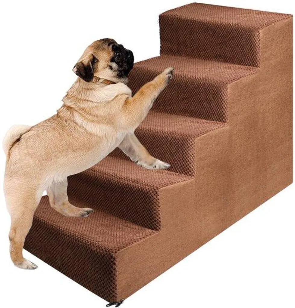 Escalier animaux 5 marches marron pour soulager les articulations