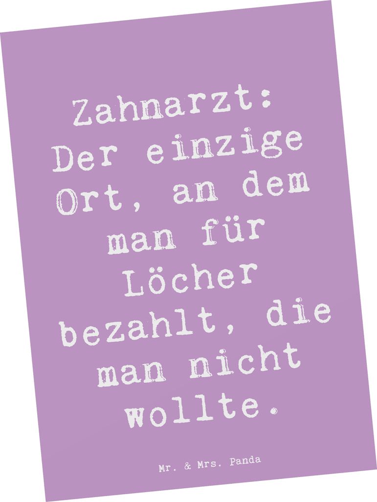 Mr. & Mrs. Panda Postkarte Spruch Zahnarzt Lochgebühr - Produktbild 