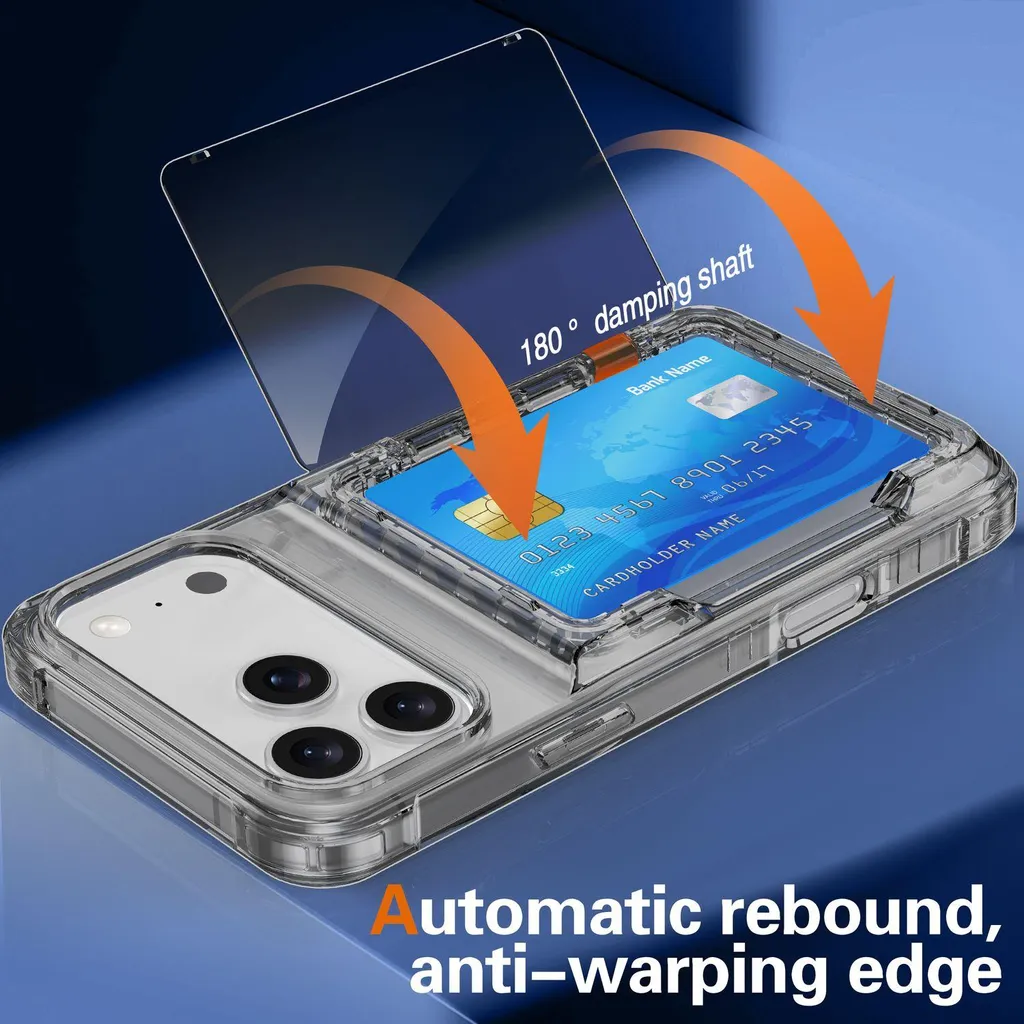 Cadorabo custodia per cellulare con scomparto per carte di credito per Apple iPhone 17 PRO custodia in TPU NERO custodia protettiva con scomparto pieghevole per carte di credito e ID - antiurto, design sottile, resistente ai graffi - 2