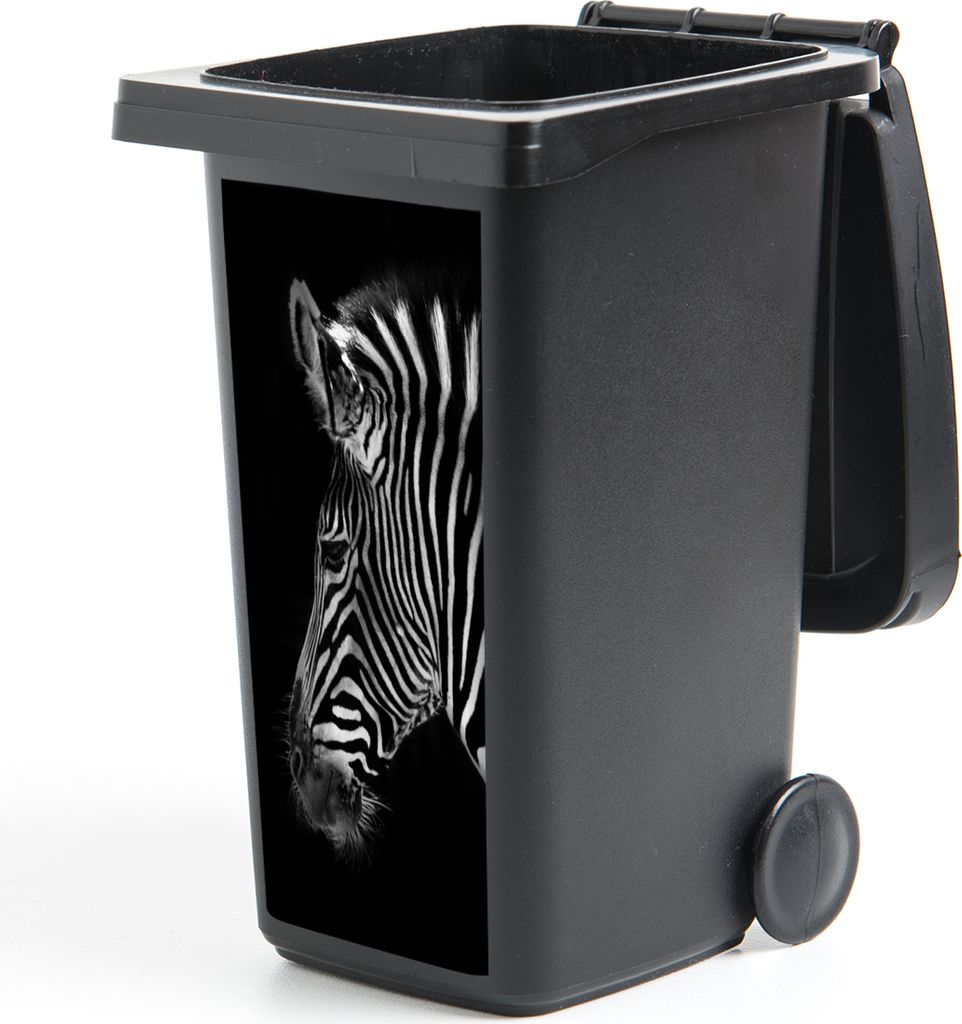MuchoWow Mülltonnenaufkleber Zebra - Wilde Tiere - Schwarz 38x80 cm - Behälteraufkleber - Mülleimer-Aufkleber - Container-Aufkleber