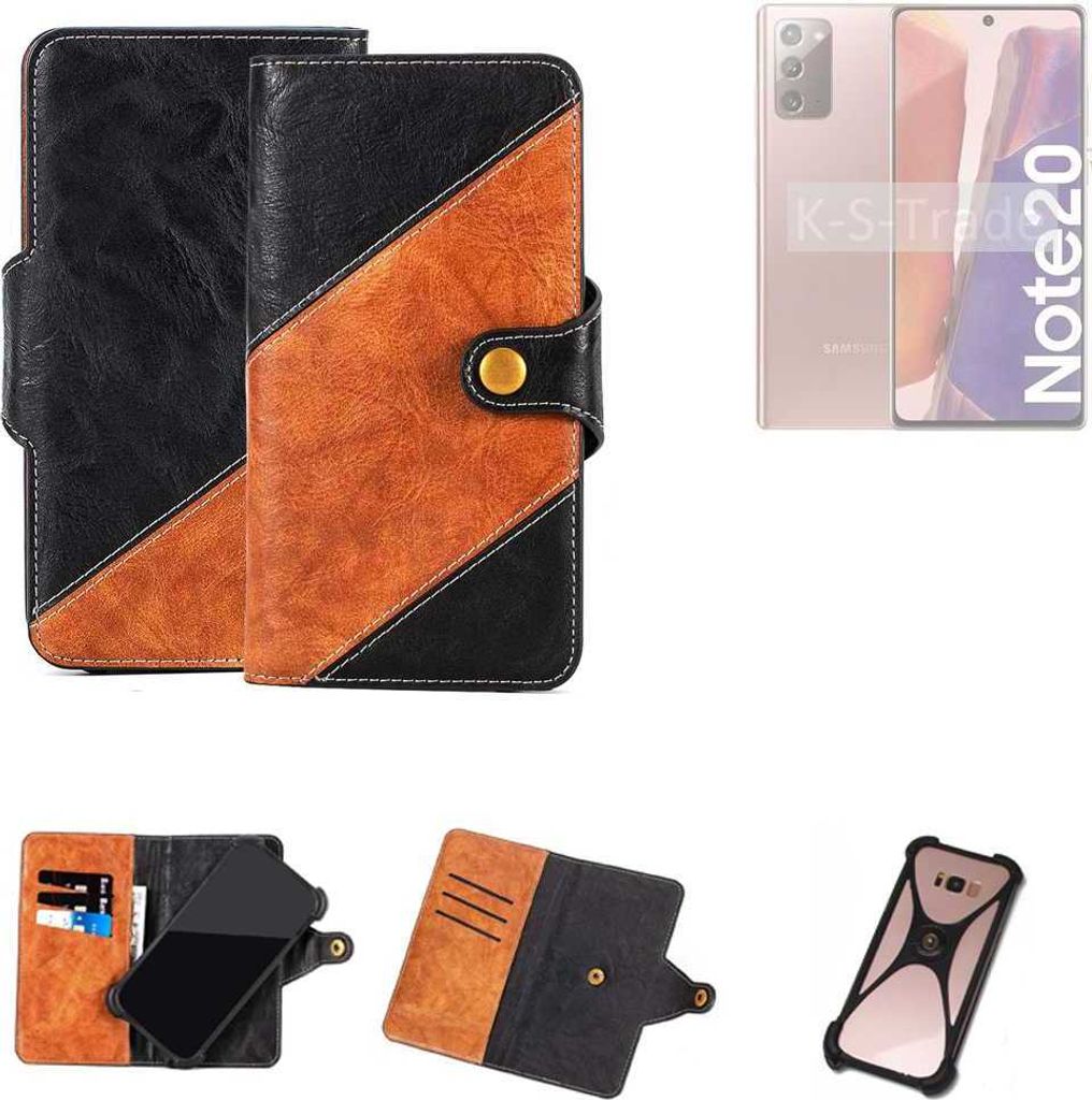 K-S-Trade Handyhülle Schutzhülle Bookstyle Case Wallet-Case kompatibel mit Samsung Galaxy Note20 LTE Handy Cover Bumper Klapphülle schwarz