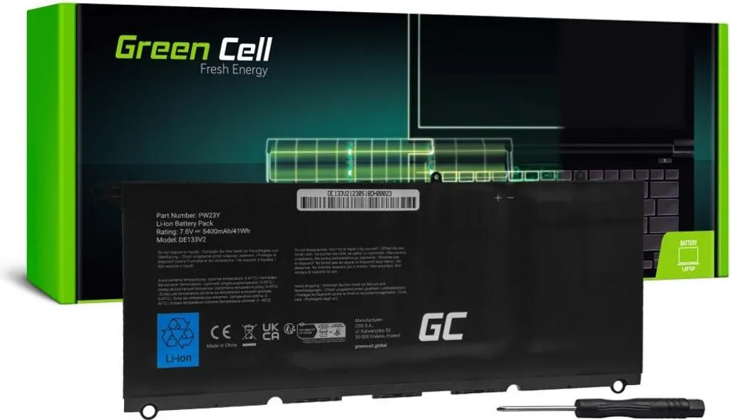 Batterie Green Cell PW23Y pour Dell XPS 13 9360 - 5400mAh Haute Qualité