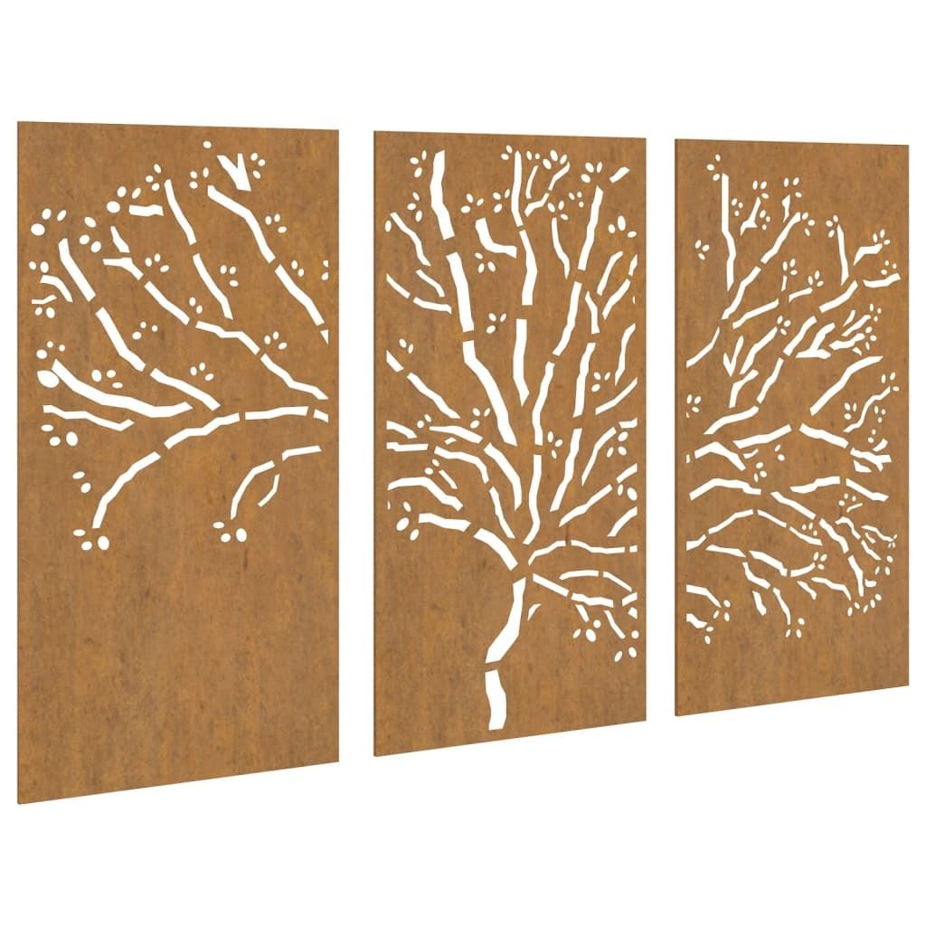 vidaXL 3-tlg. Garten-Wanddeko 105x55 cm Cortenstahl Produktbild 