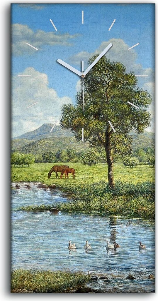 Leinwand Uhr Küche Wohnzimmer Bild 30x60 Gemälde Landschaft Produktbild 