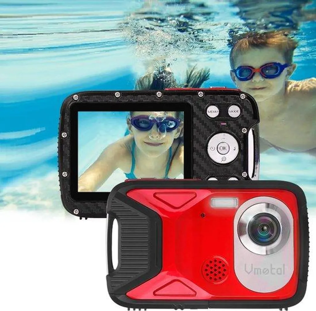 Caméra de plongée 5m pour filmer sous l'eau en Full HD 21 Mpx rouge
